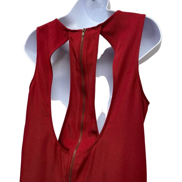 Nameless Red Beaded Cross Sleeveless Cut Out Back Sheath Edgy Mini Dress M - Picture 5 of 11